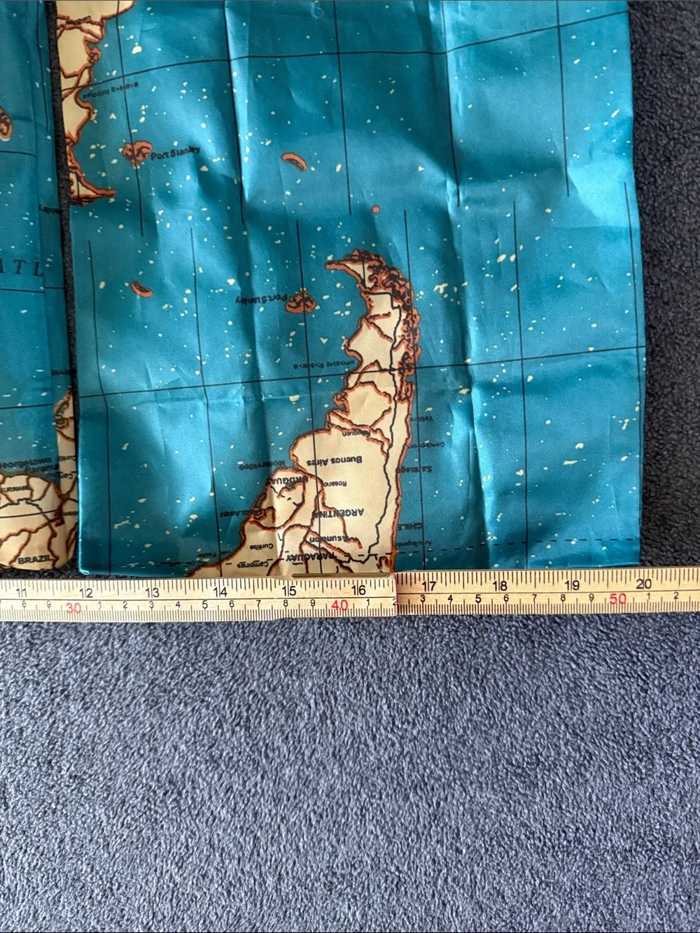 Foldable Map Print Reusable Travel Tote in Teal and Beige Kikkerland